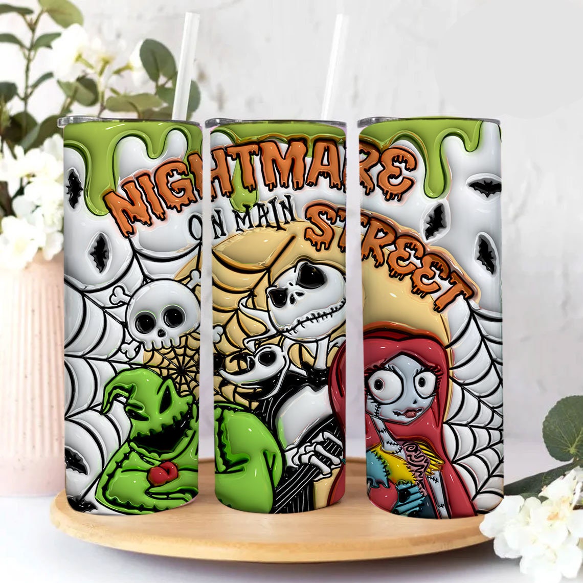 3D Inflated Funny Christmas Tumbler Wrap, Cartoon Tumbler, 3D Christmas Inflated Tumbler Wrap, The Nightmare Before Christmas, Png Download - VartDigitals