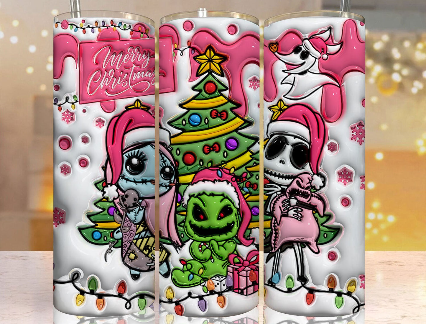 Inflated 3D Cartoon Nightmare Tumbler PNG, 3D Tumbler Design, Christmas Sublimation, 3D Christmas Movie Tumbler, 3D Movie Tumbler Wrap - VartDigitals