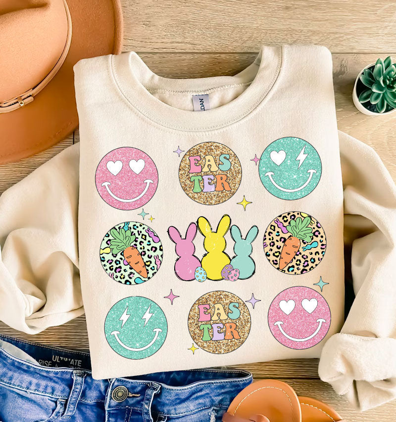 Easter Vibes Retro Png, Easter Bunny Png, Leopard Smiley Bunny Png, Bunny Checkered Png, Retro Easter Png, Peeps Png, Happy Easter Png