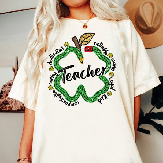 One Lucky Teacher Png, Teacher Pencils Patricks Day Png Sublimation, St Patrick&#39_s Day Png, Shamrock Teacher Shirt Png,St Patty&#39_s Day Png