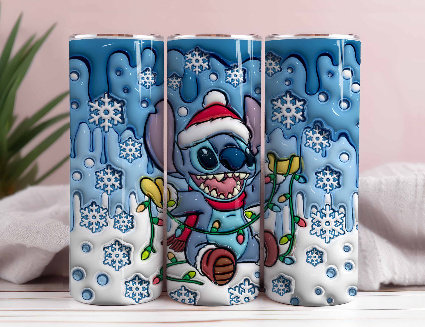 3D Inflated Cartoon Tumbler Wrap, Cartoon Design Tumbler, 3D Puffy Tumbler Wrap, Christmas 3D Wrap, Sublimation Design, Png Download