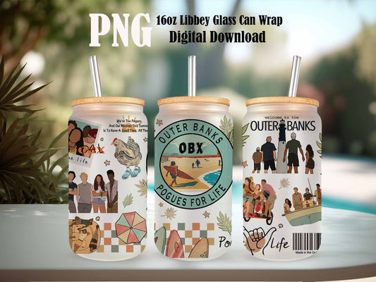 Outer Banks Pogue Life Tumbler Wrap, 16oz Libbey Can Glass, Paradise On Earth Tumbler, Outer Banks Skinny Tumbler, Beach Can Glass Wrap