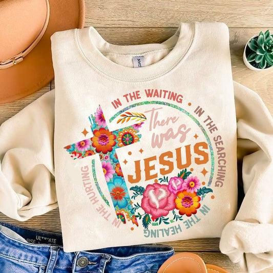 There Was Jesus PNG, Religious Floral Png, Retro Christian Png, Bible Verse Png, Wildflower Christian Png, Christian Png, Digital Download