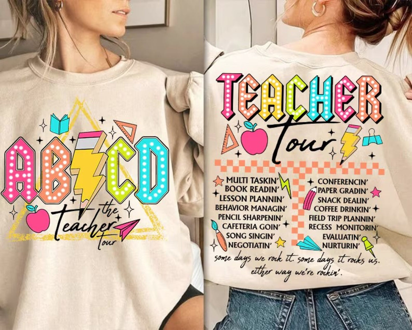 Retro Teacher Png, ABCD Teacher Tour Png, Back To School, End of Year Pnh, Teacher Gift, Kindergarten Teacher Png, Elementary School