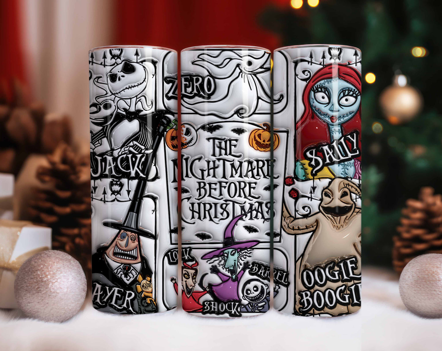 3D Inflated Cartoon Tumbler Wrap, Cartoon Design Tumbler, 3D Puffy Tumbler Wrap, Christmas 3D Wrap, Sublimation Design, Png Download