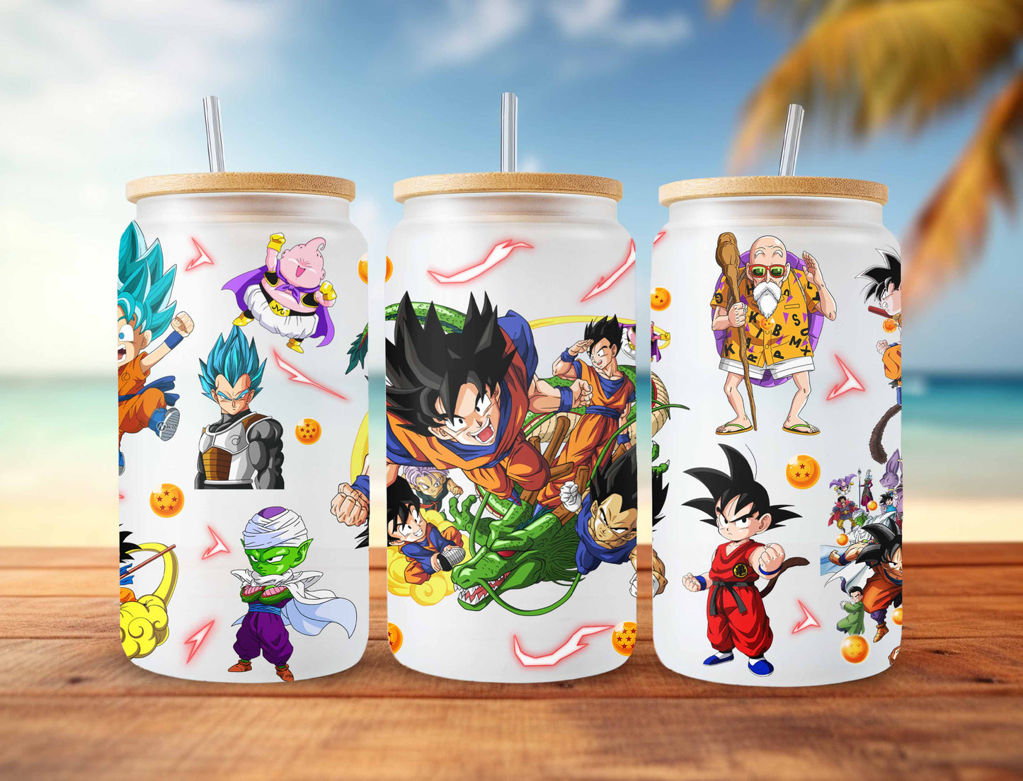 Dragon Ball 16oz Glass Can PNG, Manga Tumbler, Comics Tumbler Designs