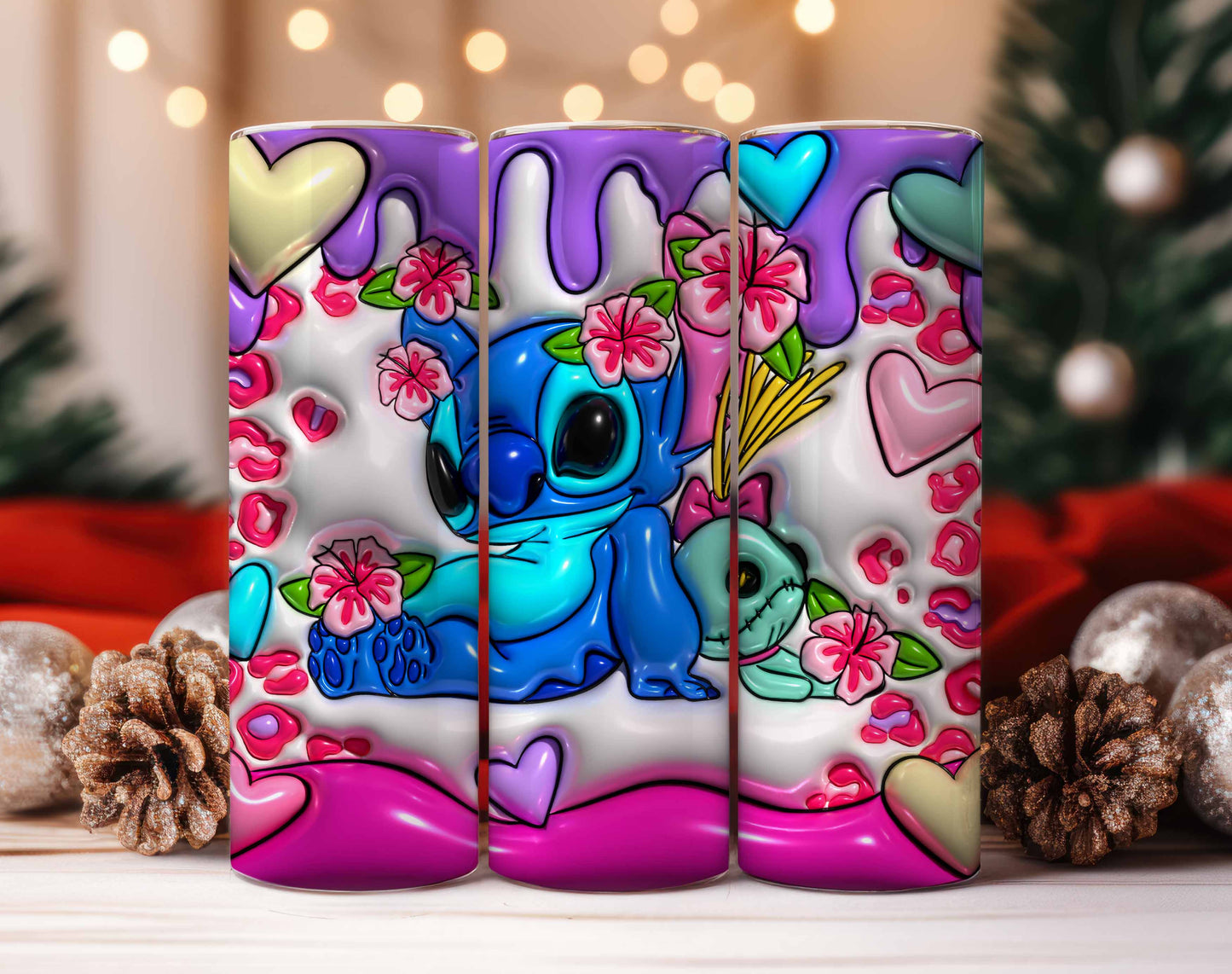 3D Inflated Stitch Tumbler, Inflated Stitch Wrap, Cartoon Movie Tumbler, 20oz Skinny Tumbler, Inflated Tumbler, Full Tumbler Wrap,Png File
