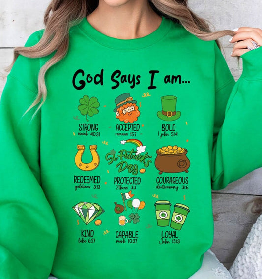 God Says I Am Patrick_s Day Png, St Patrick Day_s Png, Christian Patrick Day Png, Green Day Png, St Patricks Day Png, Jesus St Patricks Png - VartDigitals