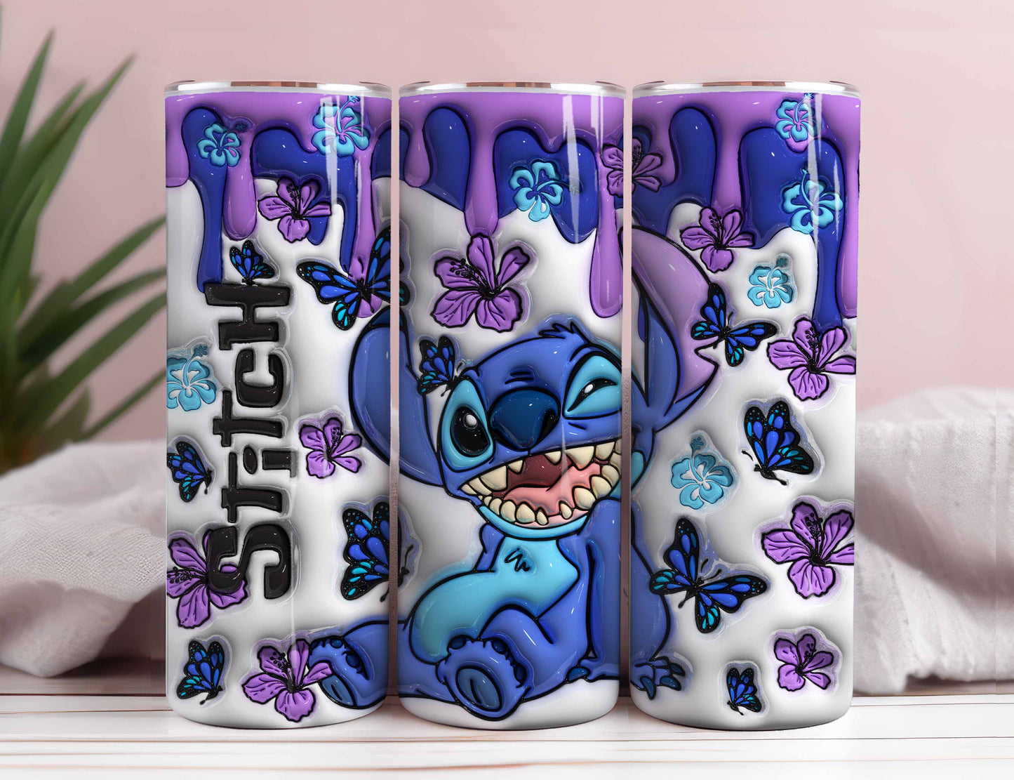 Inflated Stitch Tumbler PNG, 3D Inflated Cartoon Movie Tumbler Wrap, 20oz Tumbler Wrap, Tumbler Sublimation, Tumbler Wrap Png Download