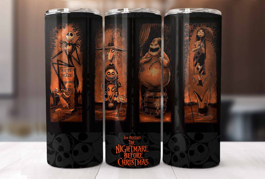 The Nightmare Before Christmas 20oz Tumbler PNG, Horror Halloween Tumbler, Jack And Sally Full Tumbler Wrap, Boo bash, Boogie Oogie