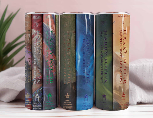Harry Potter Books 20oz  Tumbler PNG, Hogwarts Alumni, Magic Wand Symbol, Wizardy Houses