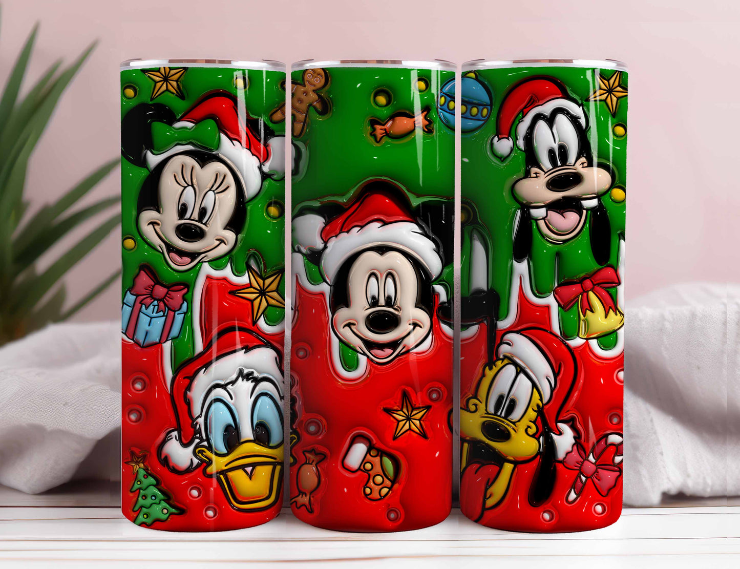 3D Inflated Christmas Tumbler Wrap, Mouse And Friends Png, 3D Christmas Png, Christmas Ornament, Christmas Sublimation, Christmas Vibes