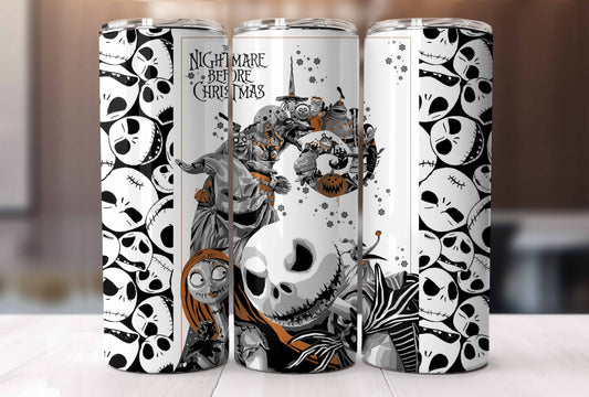 The Nightmare Before Christmas 20oz Tumbler PNG, Horror Halloween Tumbler, Jack And Sally Full Tumbler Wrap, Boo bash, Boogie Oogie