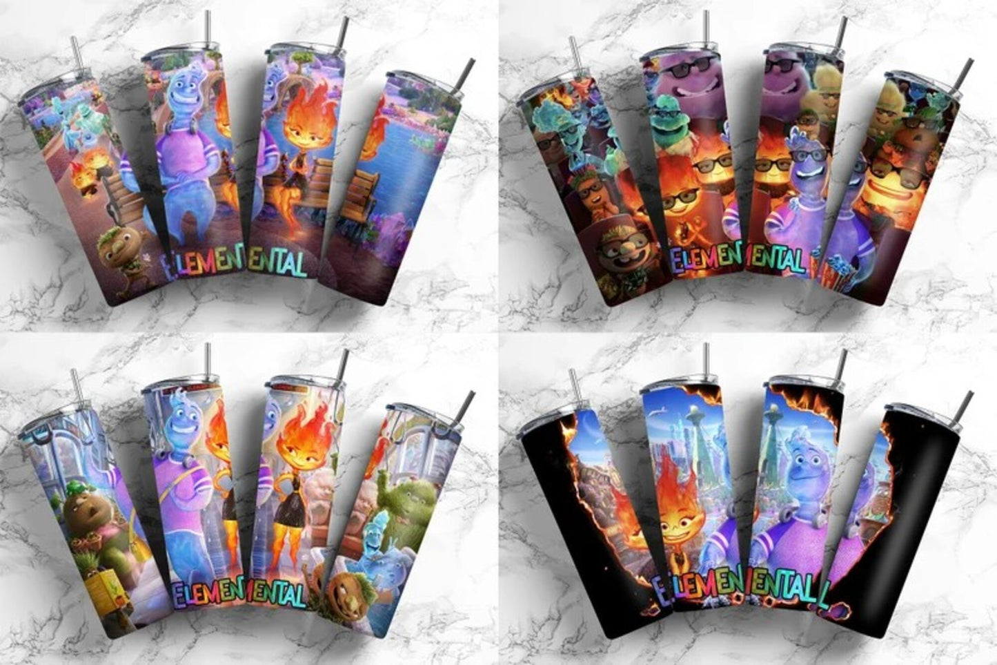 Elemental Tumbler Wrap, Elemental Movie Tumbler Png, Fireboy _ Watergirl, Ember, Wade, Clod, Gale Sublimation Elemental Clod Gale Wrap