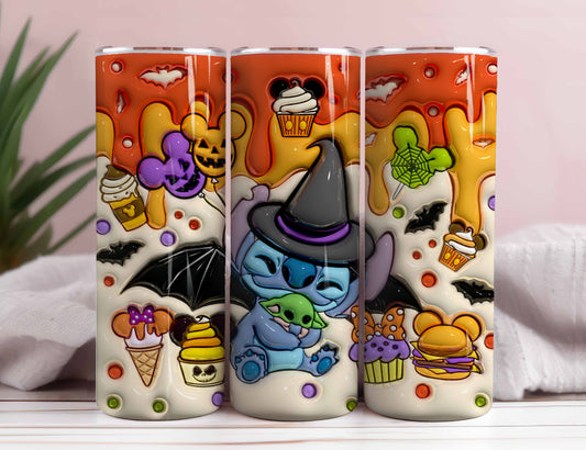 Inflated Cartoon Halloween Tumbler Png, 3D Spooky Vibes Tumbler Wrap, 20oz Sublimation, 3D Halloween Snacks Tumbler Wrap, Trick Or Treat