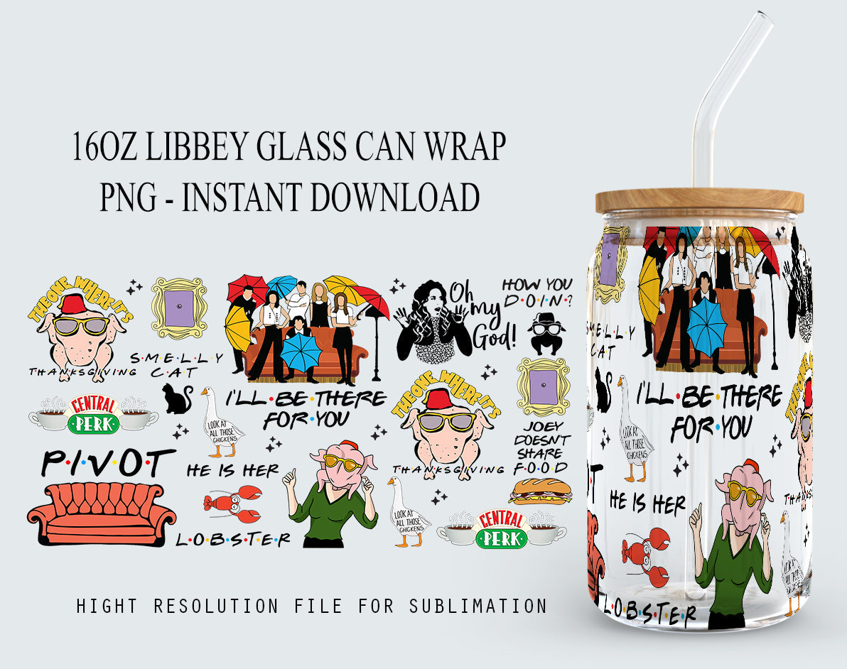 Thanks Giving Png, 16oz Libbey Glass Can, Friends Giving Sublimation Designs, Friends come together, TV t-shirt Designs PNG , Popular png - VartDigitals