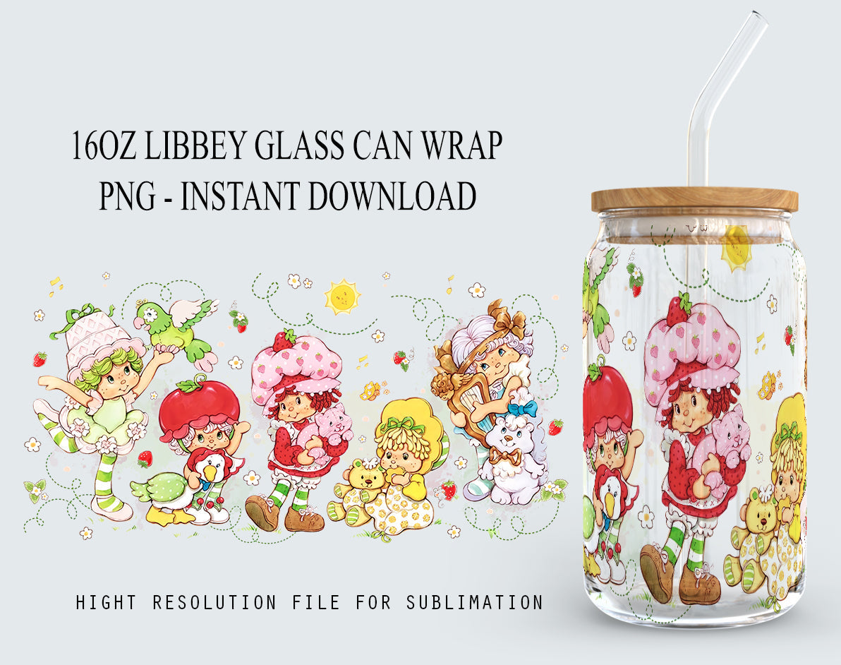 Anime 16 oz glass tumbler digital wrap - VartDigitals