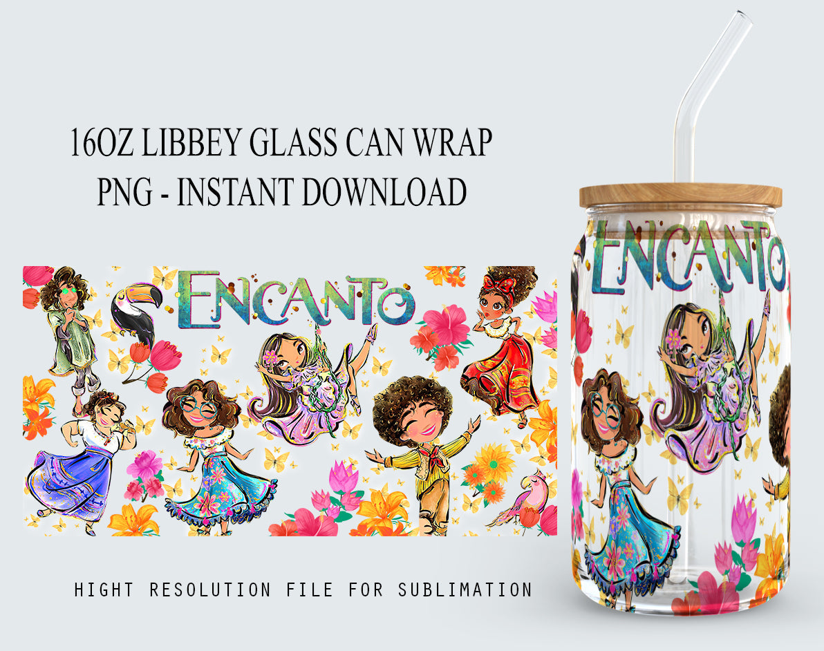 Encanto 16 oz Glass Can Wrap PNG, Encanto Libbey Glass Can PNG, Madrigal Family, Encanto Characters, Mirabel Madrigal Glass Can Wrap - VartDigitals